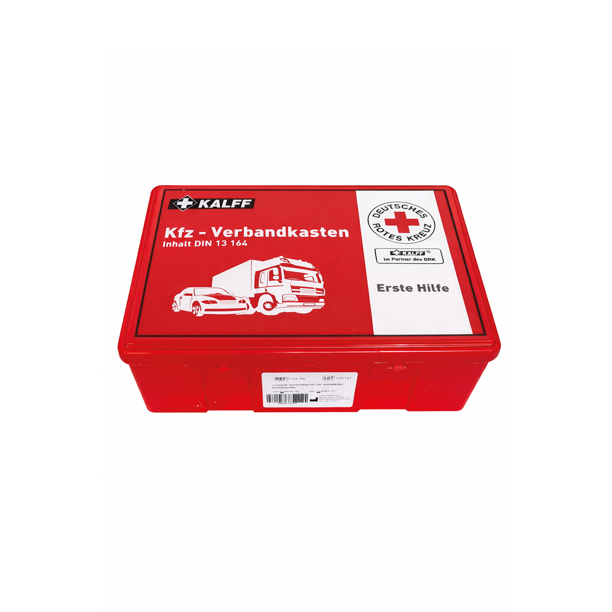 Kfz-Verbandskasten, Erste Hilfe, Rotes Kästchen, DIN 13 164, Auto-Notfallbox