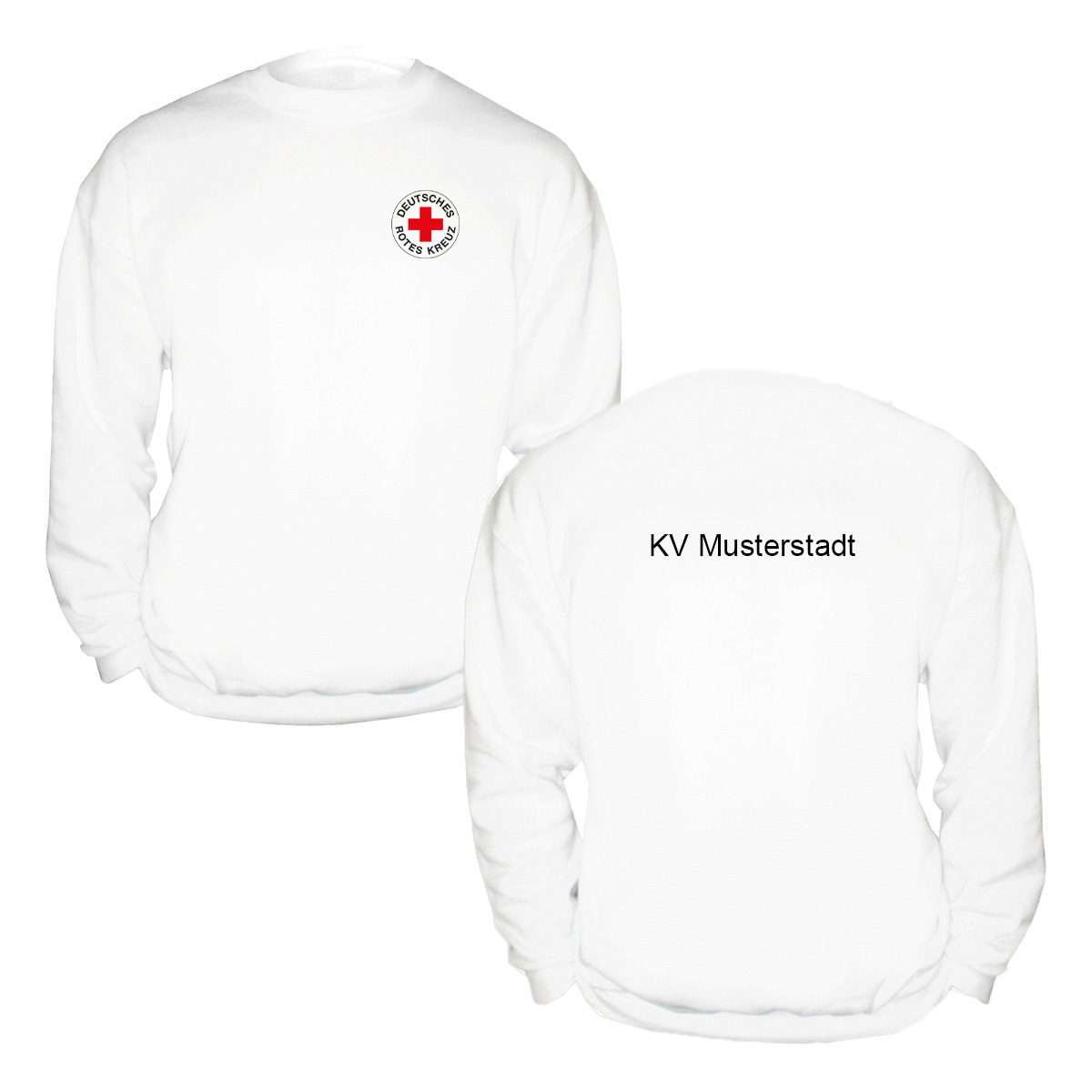 Sweatshirt weiß, Druck Rundlogo und Zusatzzeile hinten Sweatshirt weiß mit Druck Rundlogo und Zusatzzeile hinten