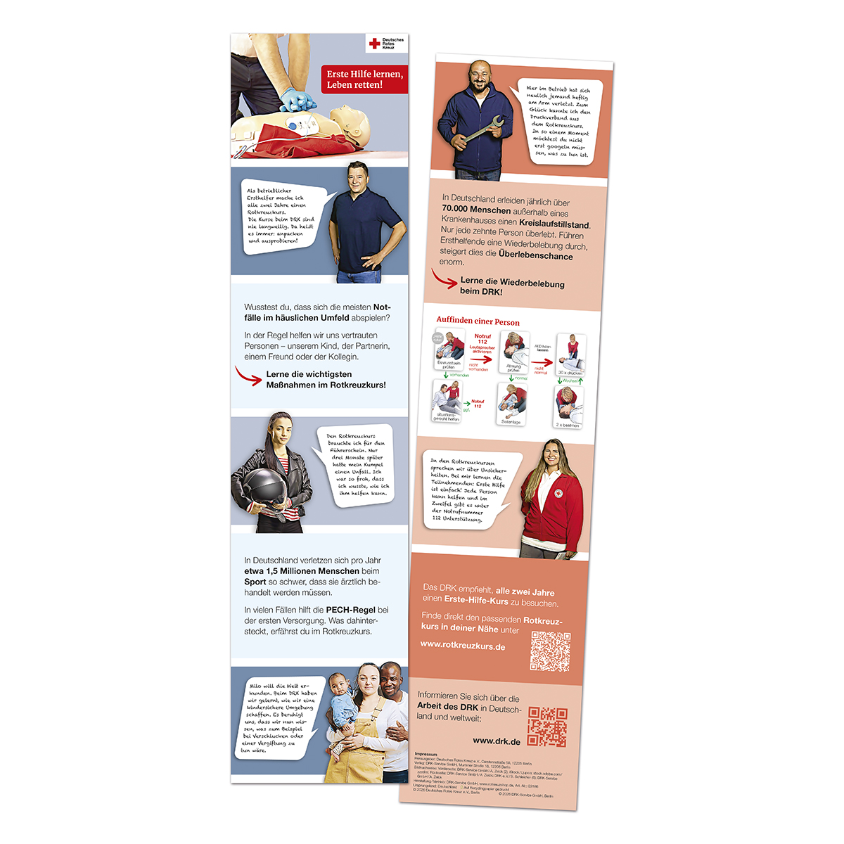 Notfallkurs, Erste Hilfe, Infografik, Rotes Kreuz, Informationsbroschüre