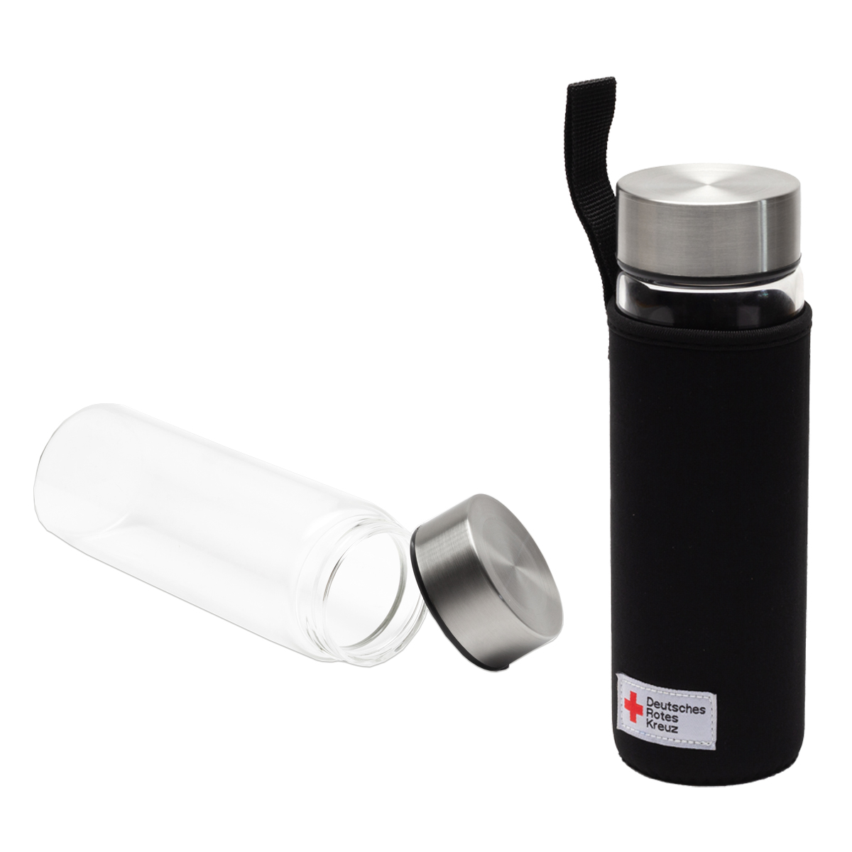 Glasflasche mit Neoprenhülle