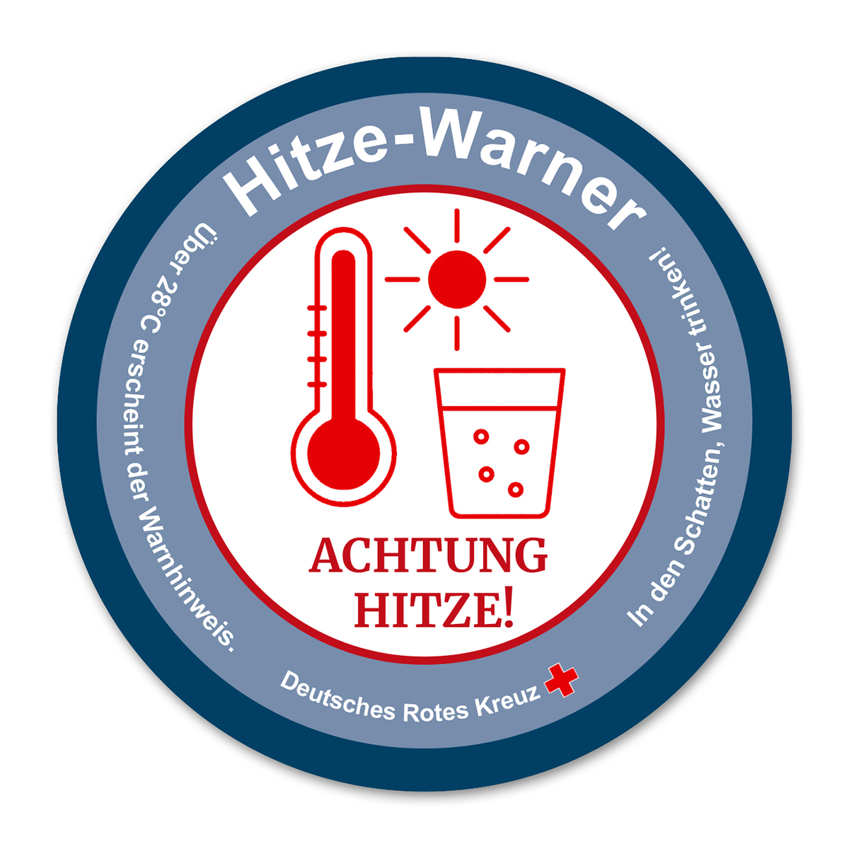 Hitze-Warn, Thermometer, Glas, Wasser, Achtung Hitze
