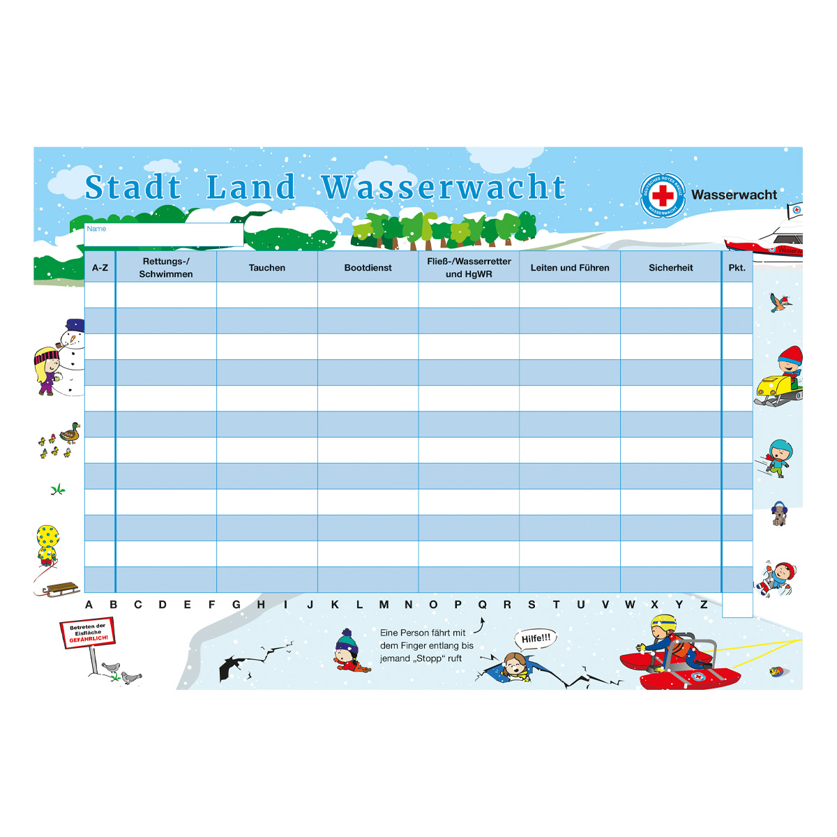 Spielblock Stadt Land Wasserwacht mit VE = 10 Stück