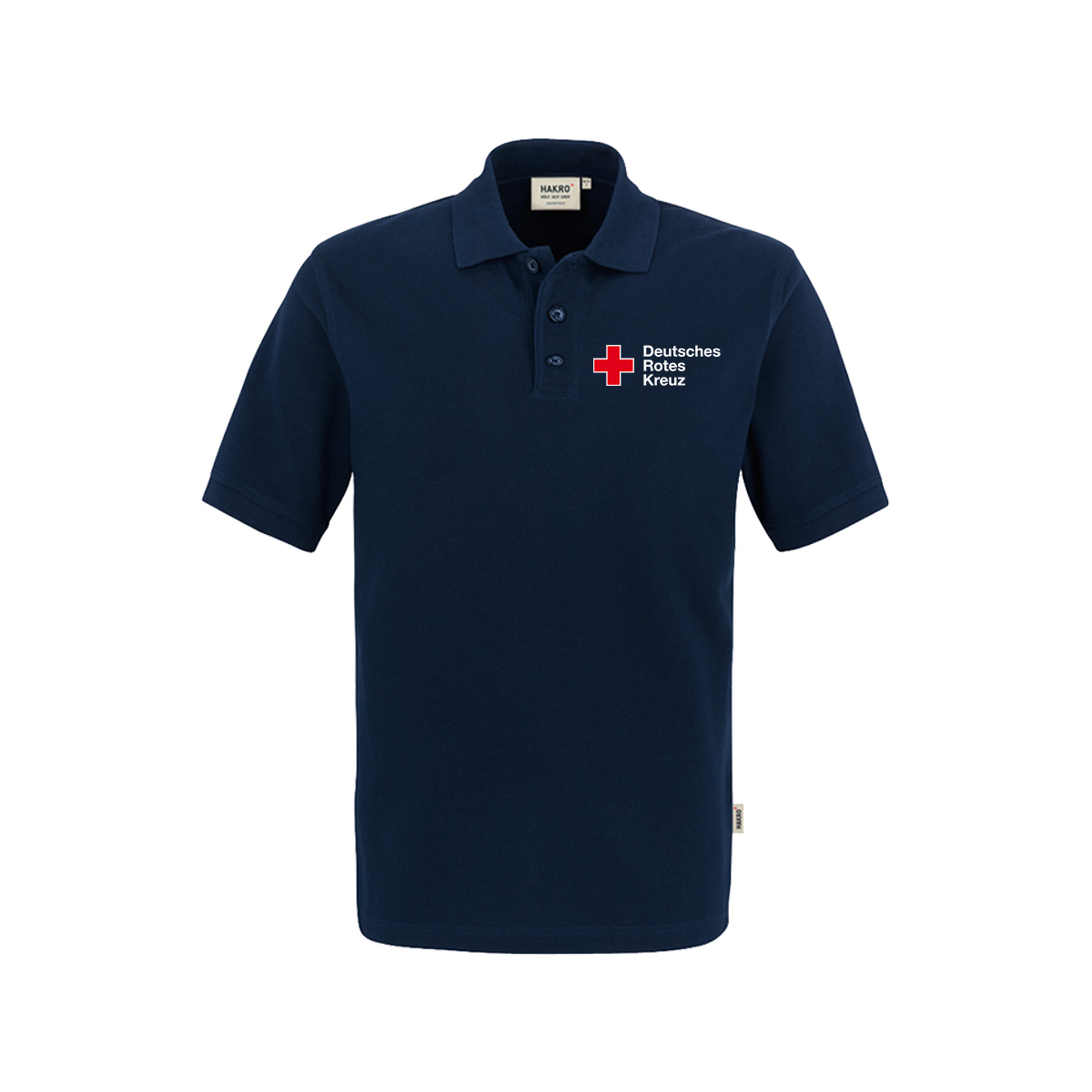 Hakro Poloshirt navy mit Stick Kompaktlogo und Zusatzzeile vorn