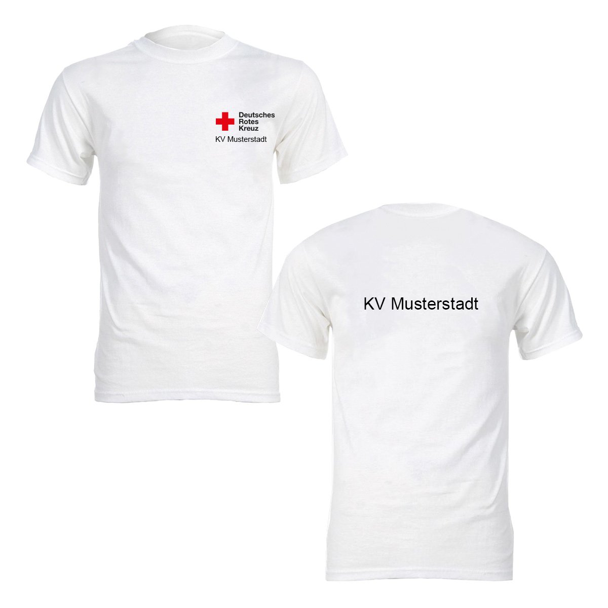 T-Shirt weiß, Druck Kompaktlogo und Zusatzzeile vorn und hinten T-Shirt weiß mit Druck Kompaktlogo und Zusatzzeile vorn und hinten