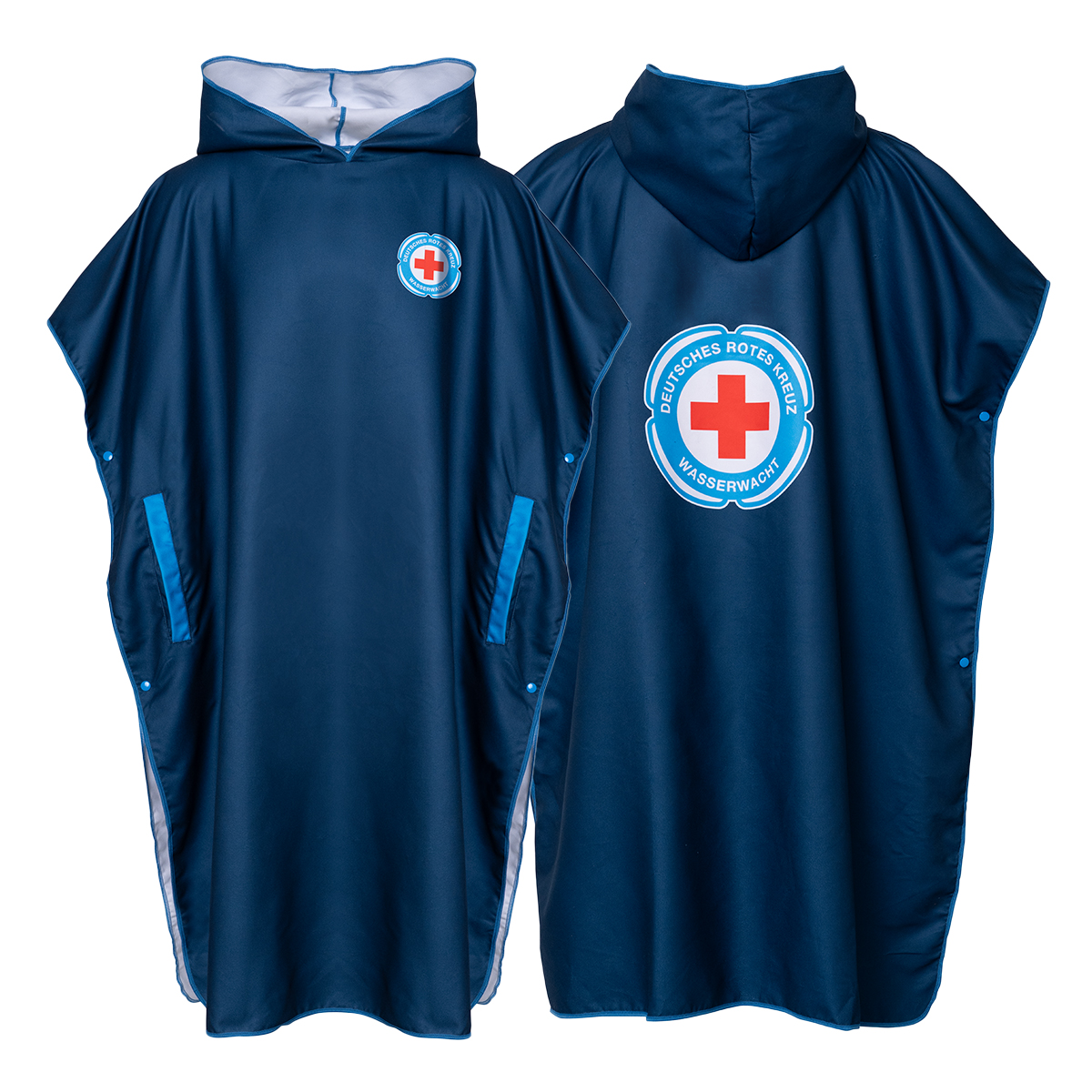 Poncho, Kapuze, Navy, Tasche, Logo, Regenponcho, Rotes Kreuz, Wasserwacht, Navy Blau, Kapuze