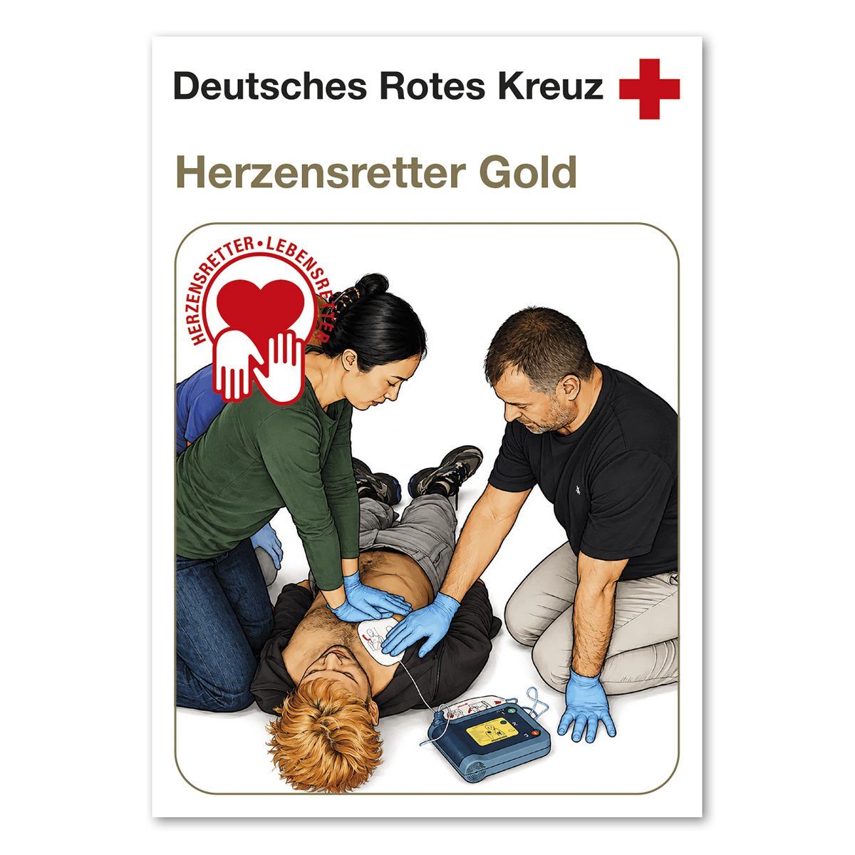 Infokarte mit Teilnahmebescheinigung DRK-Herzensretter Gold, VE = 20 Stück