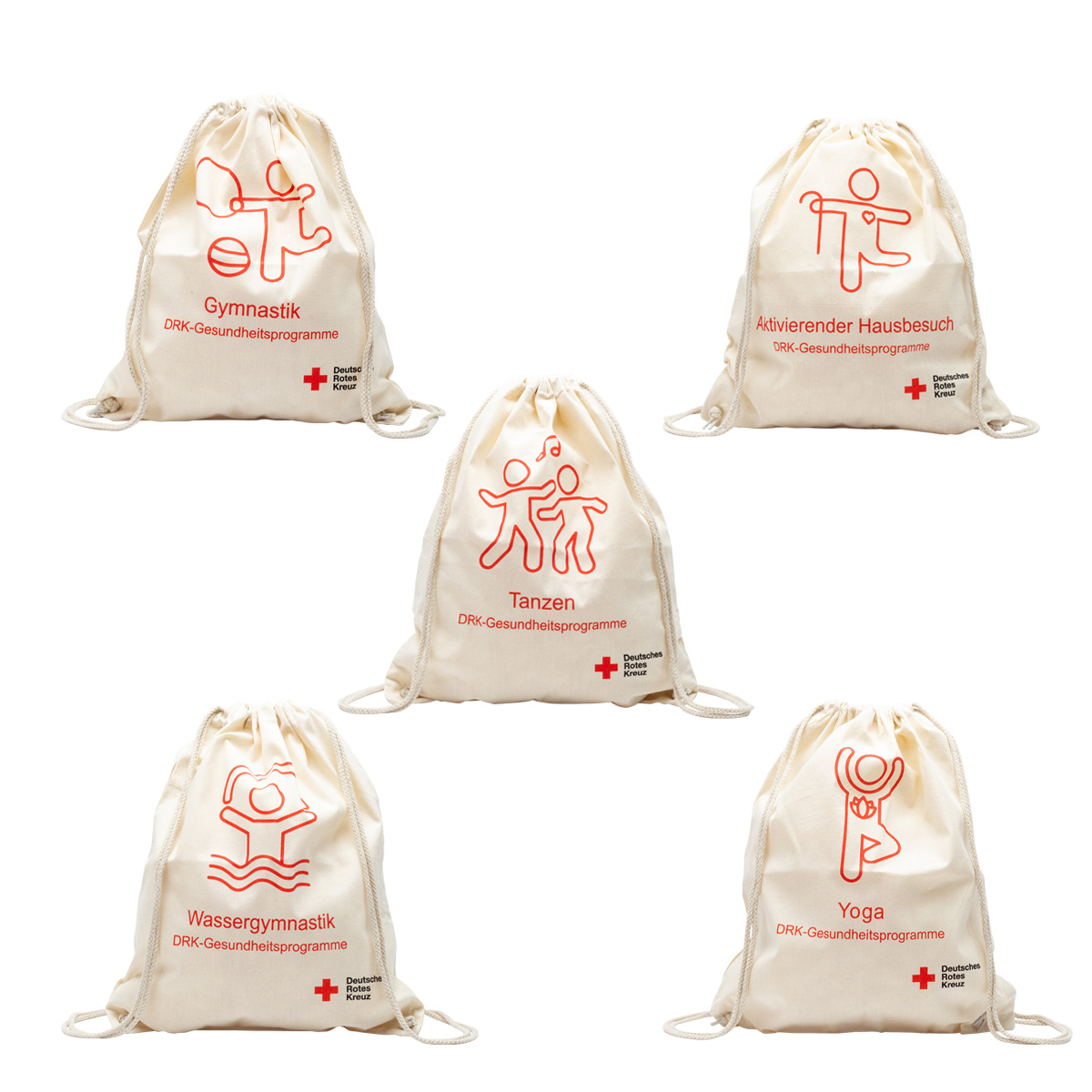 Baumwollrucksack DRK-Gesundheitsprogramme, VE = 10 Stück Baumwollrucksack DRK-Gesundheitsprogramme mit VE = 10 Stück