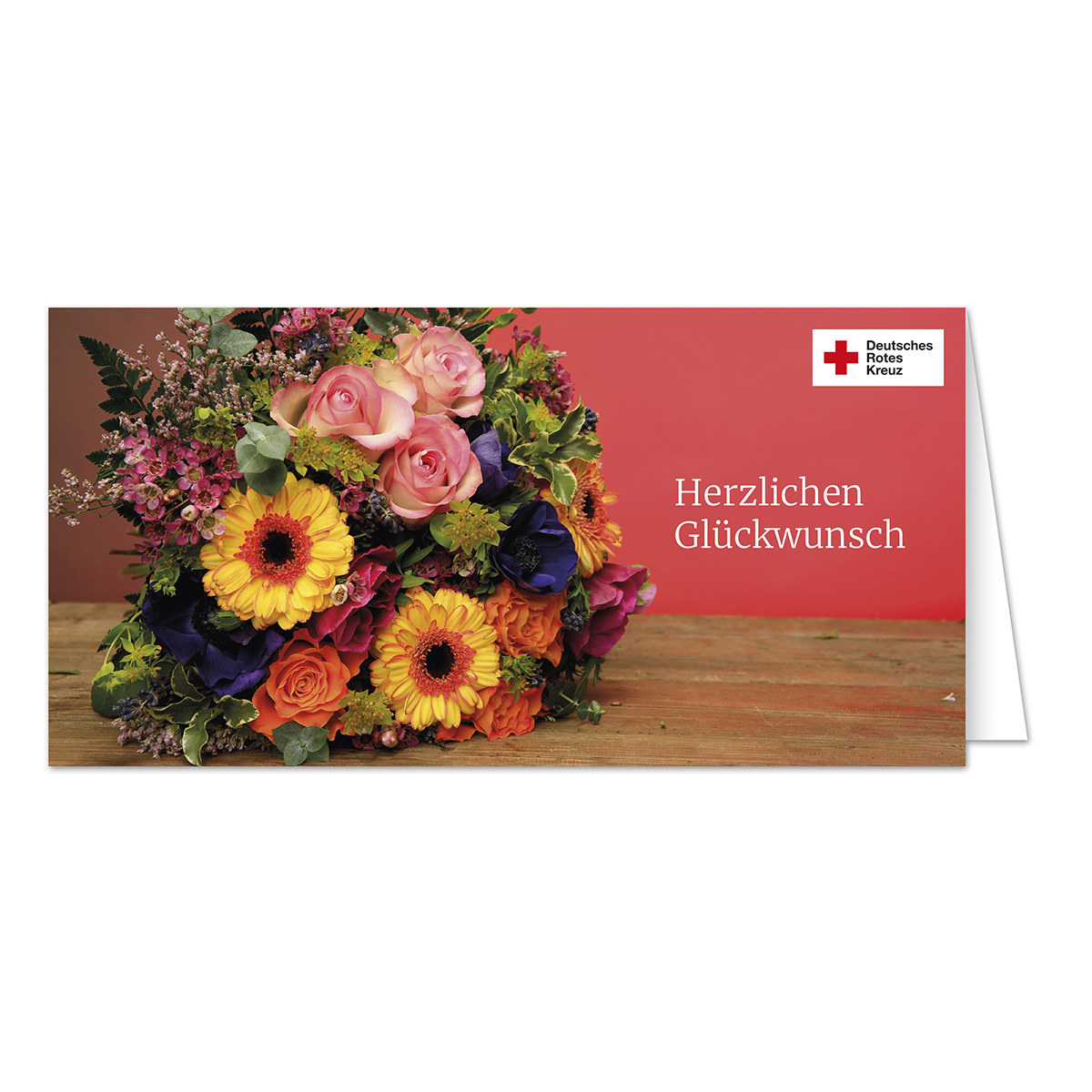 Geburtstagskarte Motiv Blumenstrauß vor roter Wand mit VE = 10 Stück