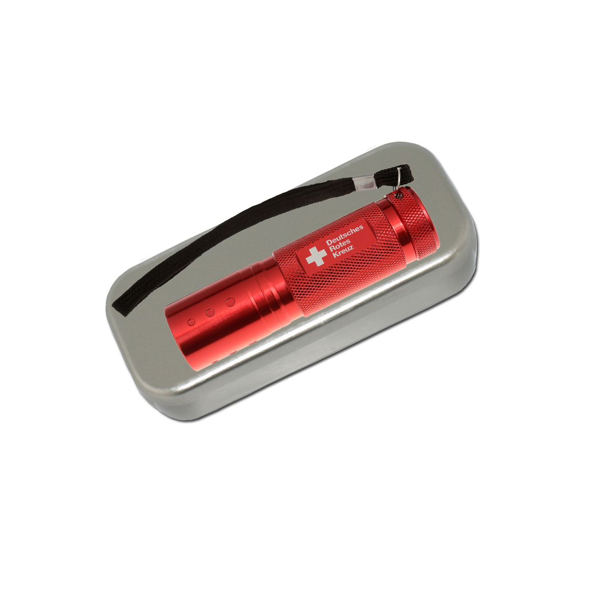LED Taschenlampe, rot, mit Gravur DRK-Kompaktlogo