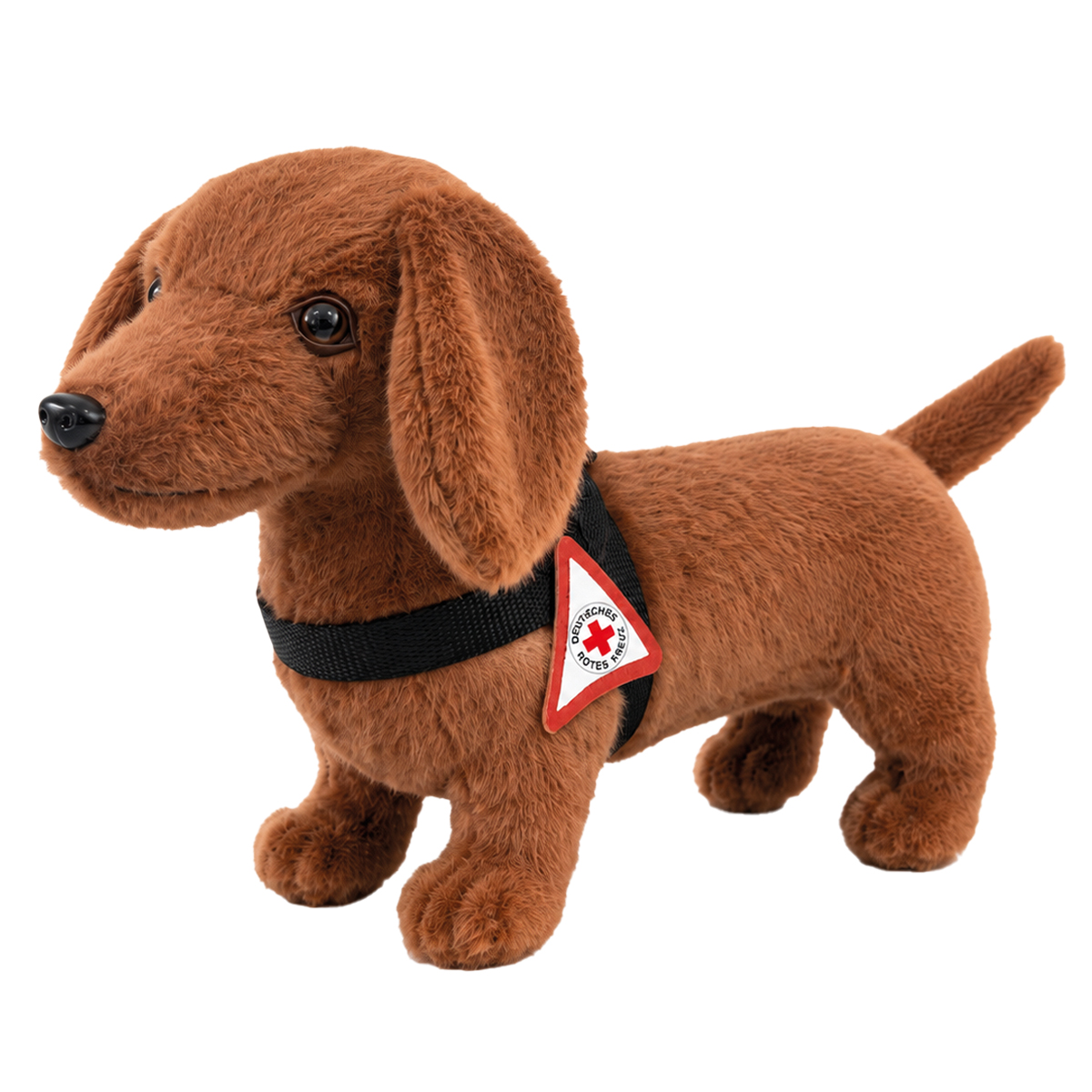 plüschhund, braun, halsband, medizinisches emblem, plüschspielzeug