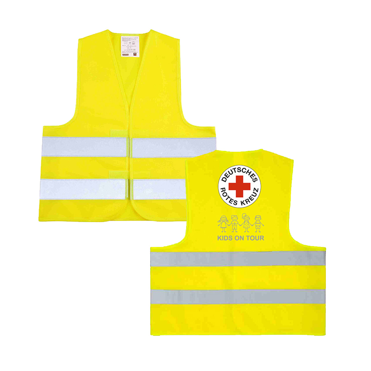 Warnweste Kids, gelb mit Druck DRK-Rundlogo