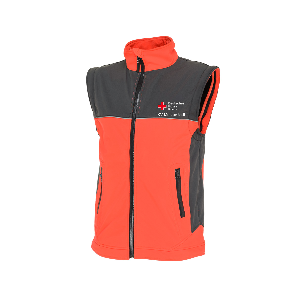 Softshelljacke Classic, leuchtrot, mit Zusatzzeile vorn