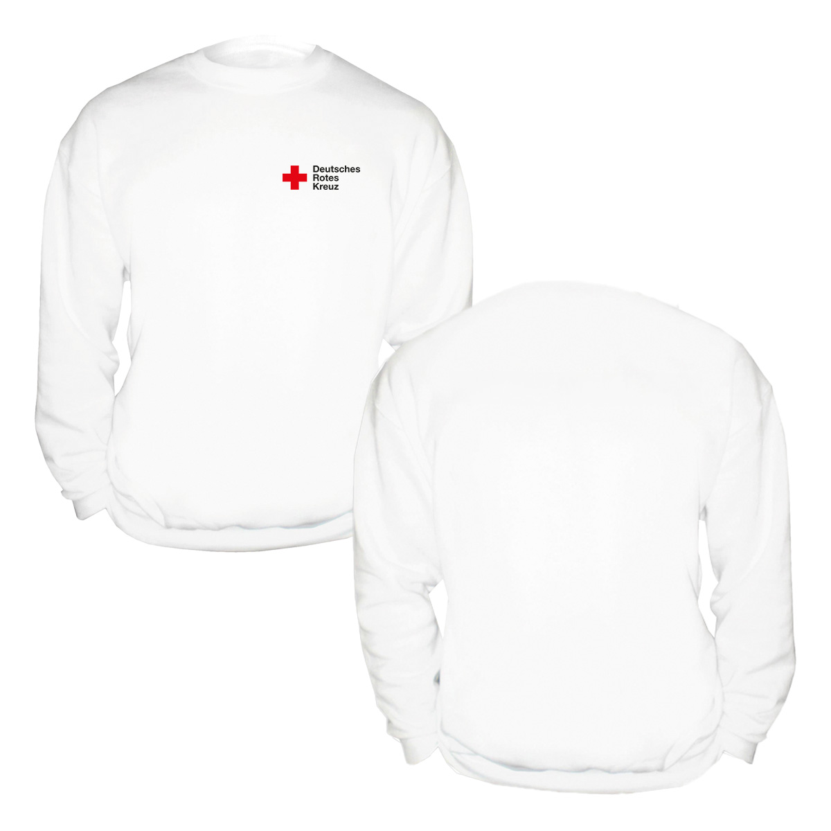 Sweatshirt weiß mit Stick Kompaktlogo und Zusatzzeile hinten