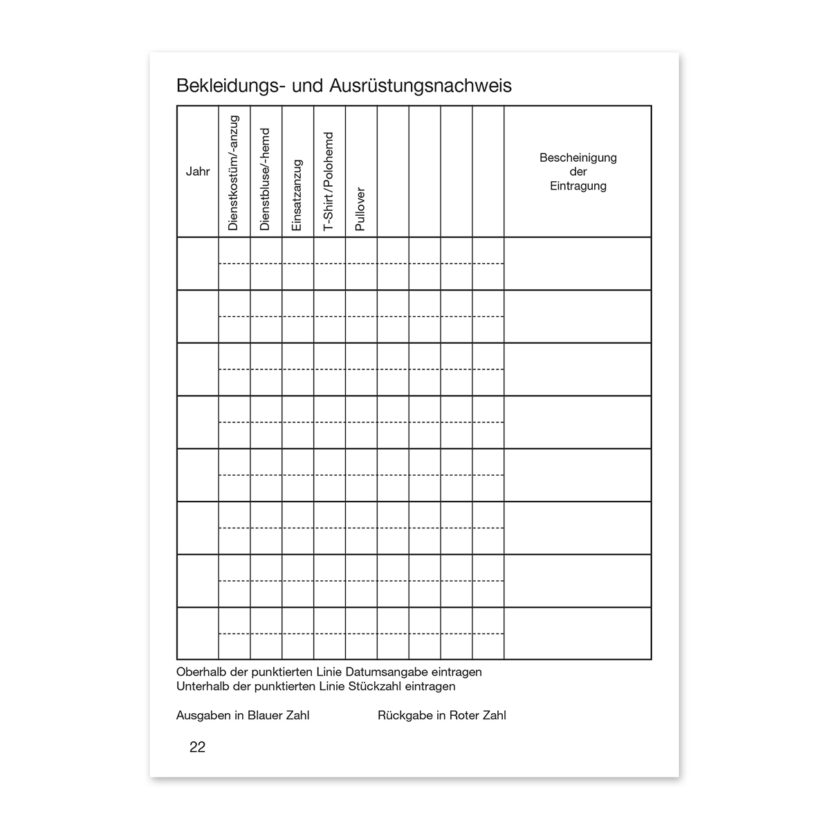 Dienstbuch mit VE = 10 Stück