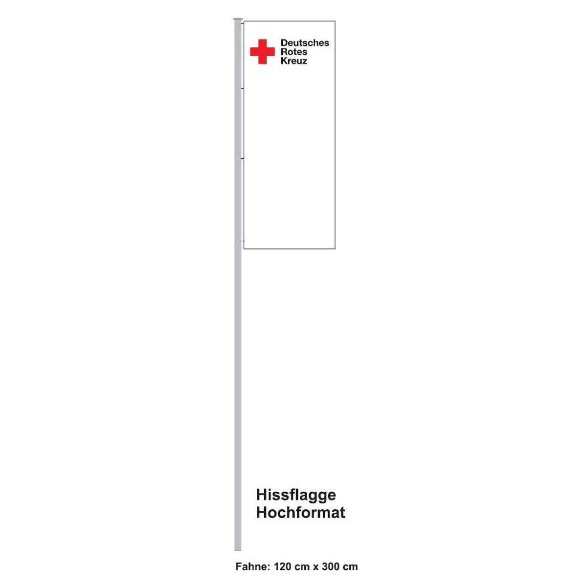 Flagge/Fahne, 120 x 300 cm Hochformat, DRK-Kompaktlogo Flagge/Fahne mit 120 x 300 cm Hochformat, DRK-Kompaktlogo