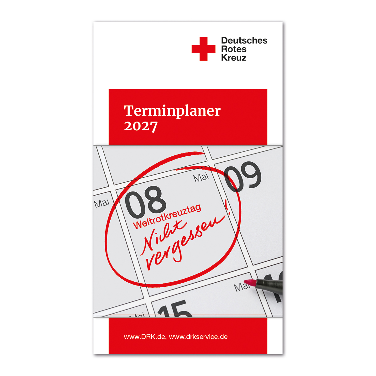 DRK-Terminplaner 2026 mit VE = 20 Stück, Roter Kreuz, Terminplaner, Kalender, Weltrotkreuztag, Nützlich