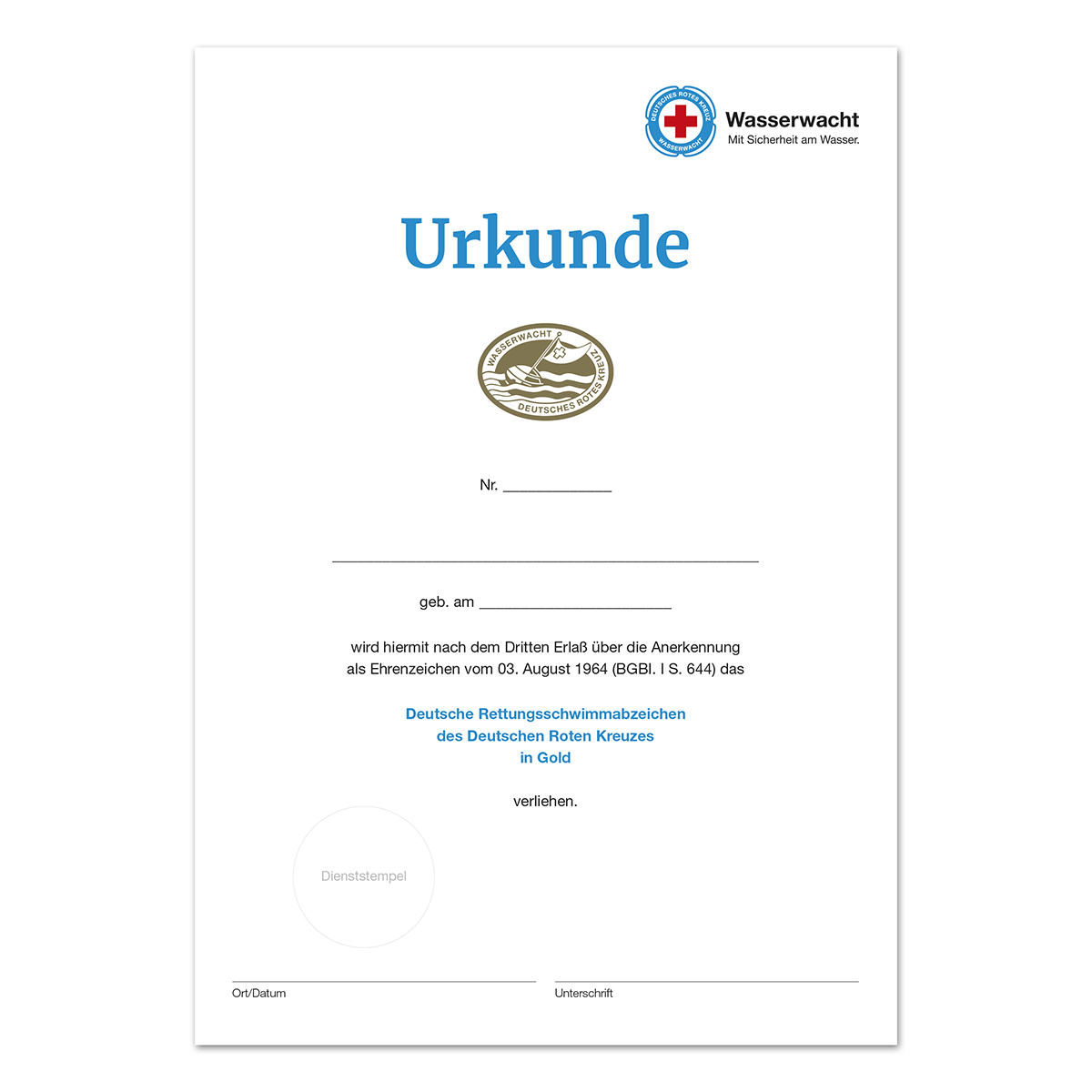 Urkunde DRSA Gold mit VE = 10 Stück
