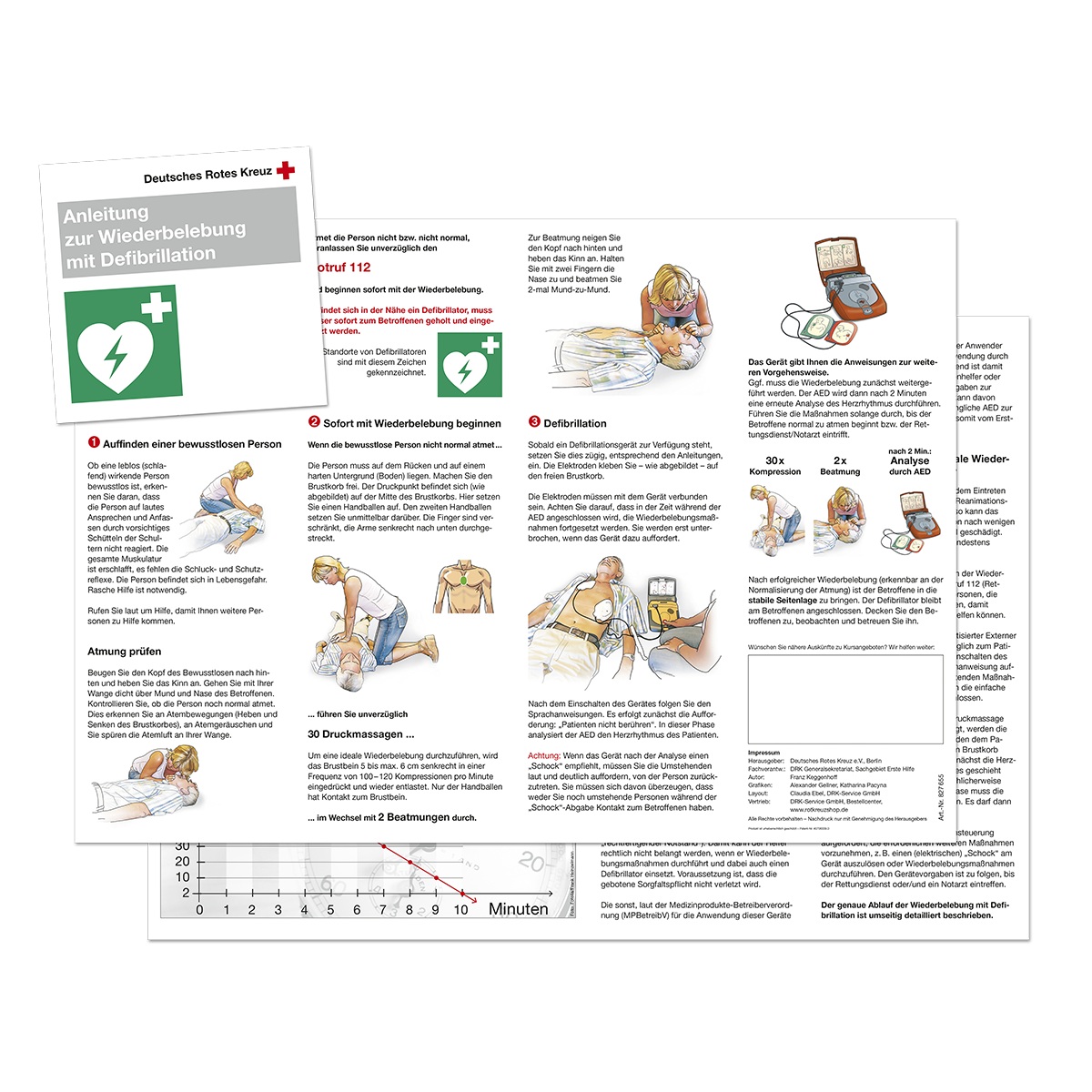 Infoblatt Anleitung zur Wiederbelebung mit Defibrillation, VE = 20 Stück