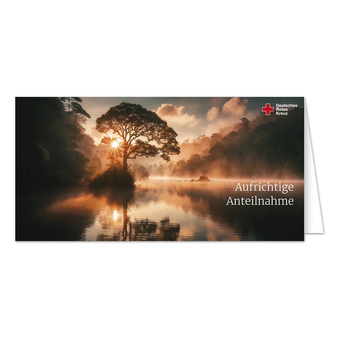 Kondolenzkarte Aufrichtige Anteilnahme mit Motiv Baum am See, VE = 10 Stück