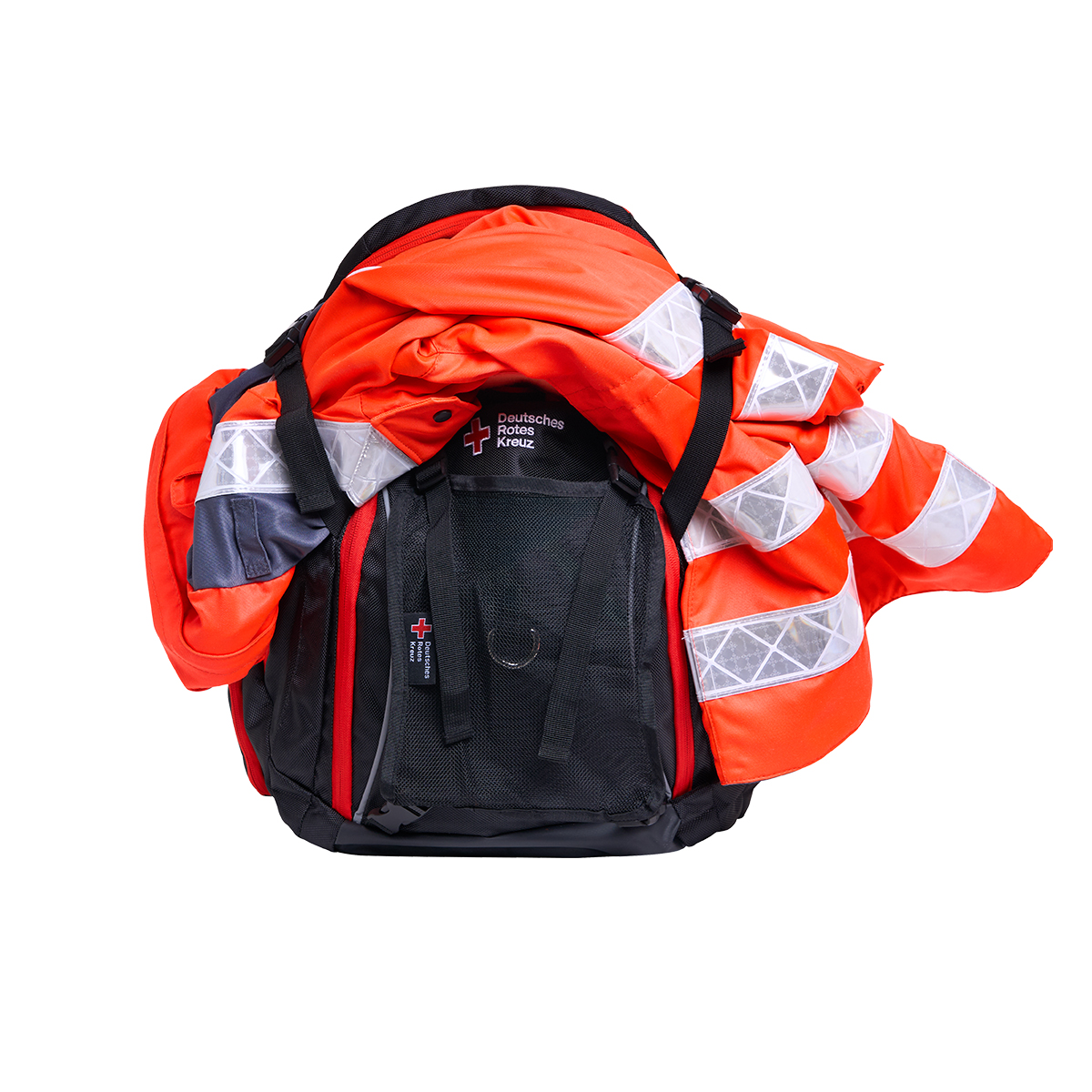 Rucksack, Rettung, Streuhr, Rotes Kreuz, Warnweste