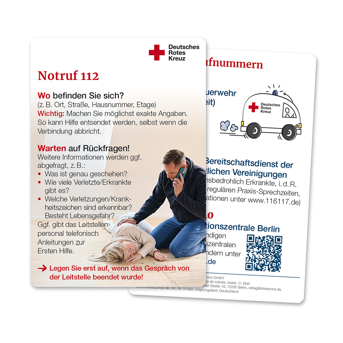 Merkkarte Notruf mit VE = 50 Stück