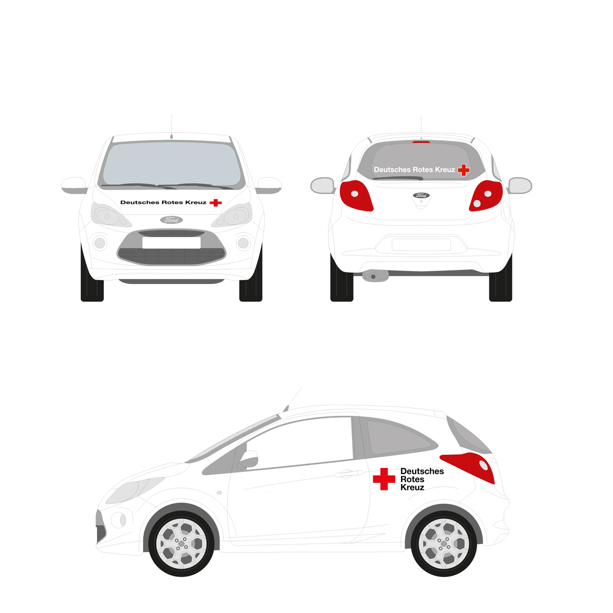 Fahrzeugb. DRK Kleinwagen z.B. Ford KA mit VW Up, Golf