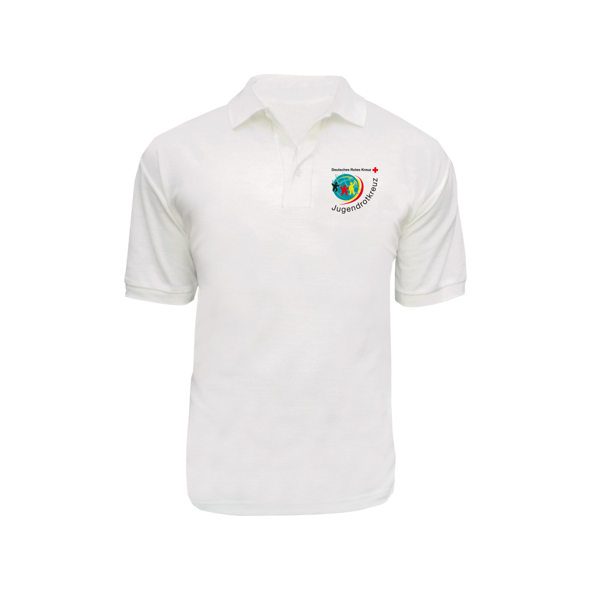 JRK-Poloshirt weiß mit Druck: JRK-Logo vorne