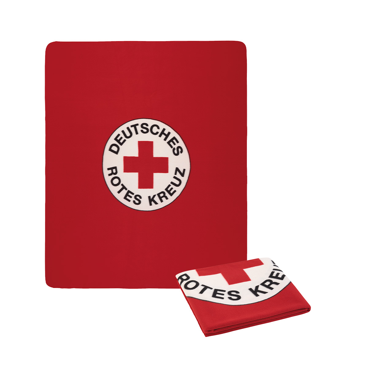 DRK-Fleecedecke, rot, mit Druck DRK-Rundlogo