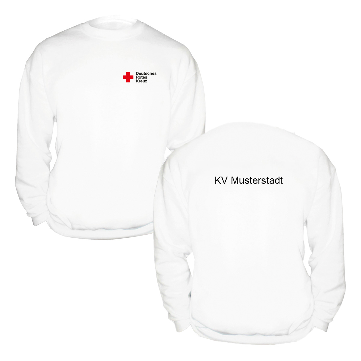 Sweatshirt weiß, Stick Kompaktlogo und Zusatzzeile hinten Sweatshirt weiß mit Stick Kompaktlogo und Zusatzzeile hinten