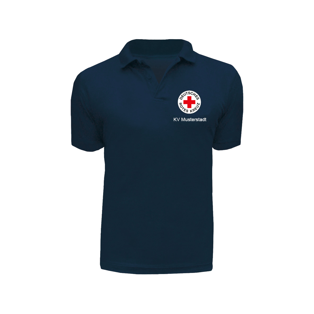 Poloshirt navy, Stick Rundlogo und Zusatzzeile vorn Poloshirt navy mit Stick Rundlogo und Zusatzzeile vorn