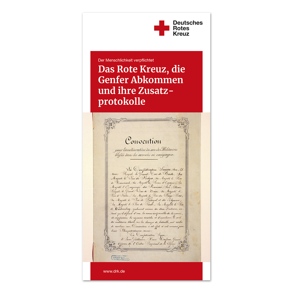 Faltblatt Das Rote Kreuz mit die Genfer Abkommen und ihre Zusatzprotokolle, VE = 50 Stück
