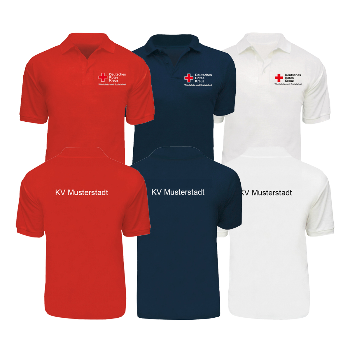 Poloshirt Wohlfahrt Nds., mit Zusatzzeile hinten Bekleidung, T-shirt, Hemd