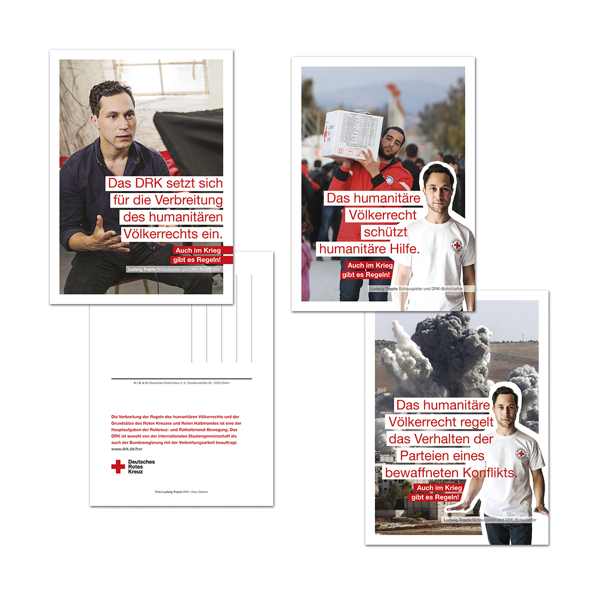Postkartenset zum humanitären Völkerrecht VE = 120 Stück (6 verschiedene Motive)