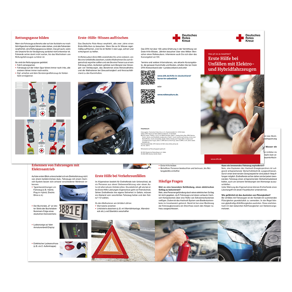 Faltblatt Erste Hilfe bei Unfällen mit Elektro- und Hybridfahrzeugen, VE = 50 Stück
