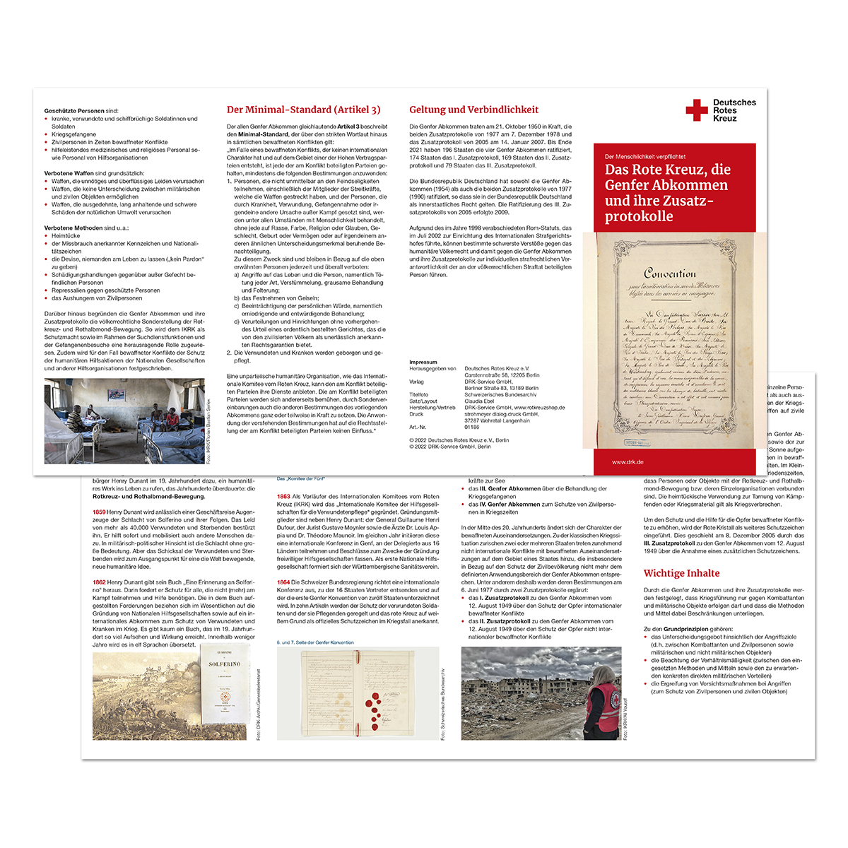 Faltblatt Das Rote Kreuz mit die Genfer Abkommen und ihre Zusatzprotokolle, VE = 50 Stück