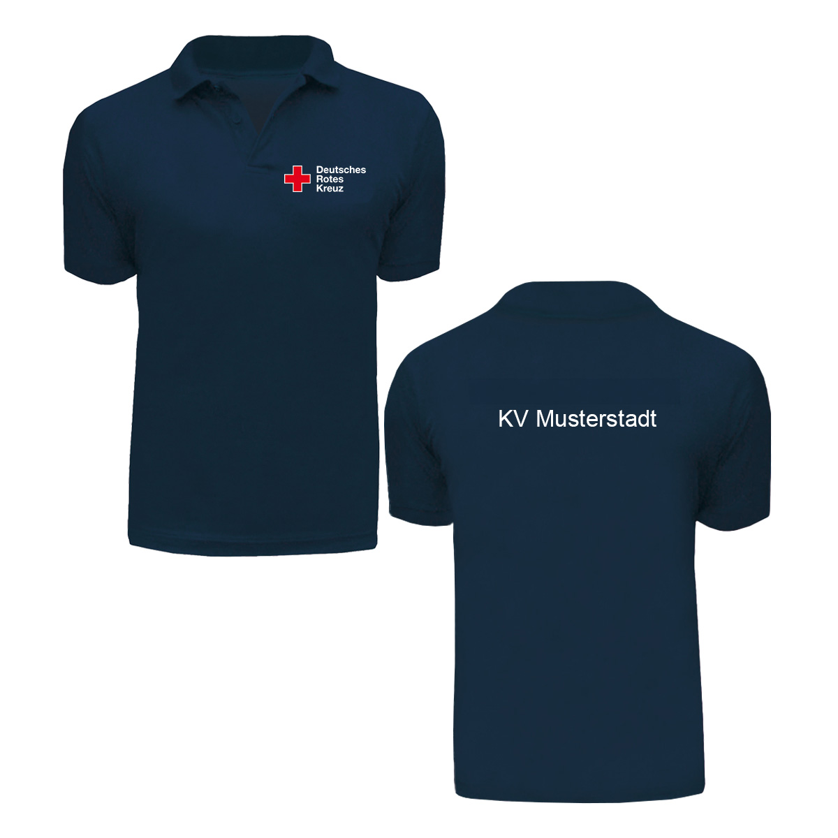 Poloshirt navy, Druck Kompaktlogo und Zusatzzeile hinten Poloshirt navy mit Druck Kompaktlogo und Zusatzzeile hinten