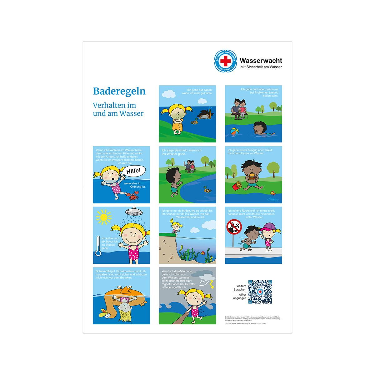 Plakatset "Baderegeln" als Grafik oder mit Icons, VE = 10 Stück