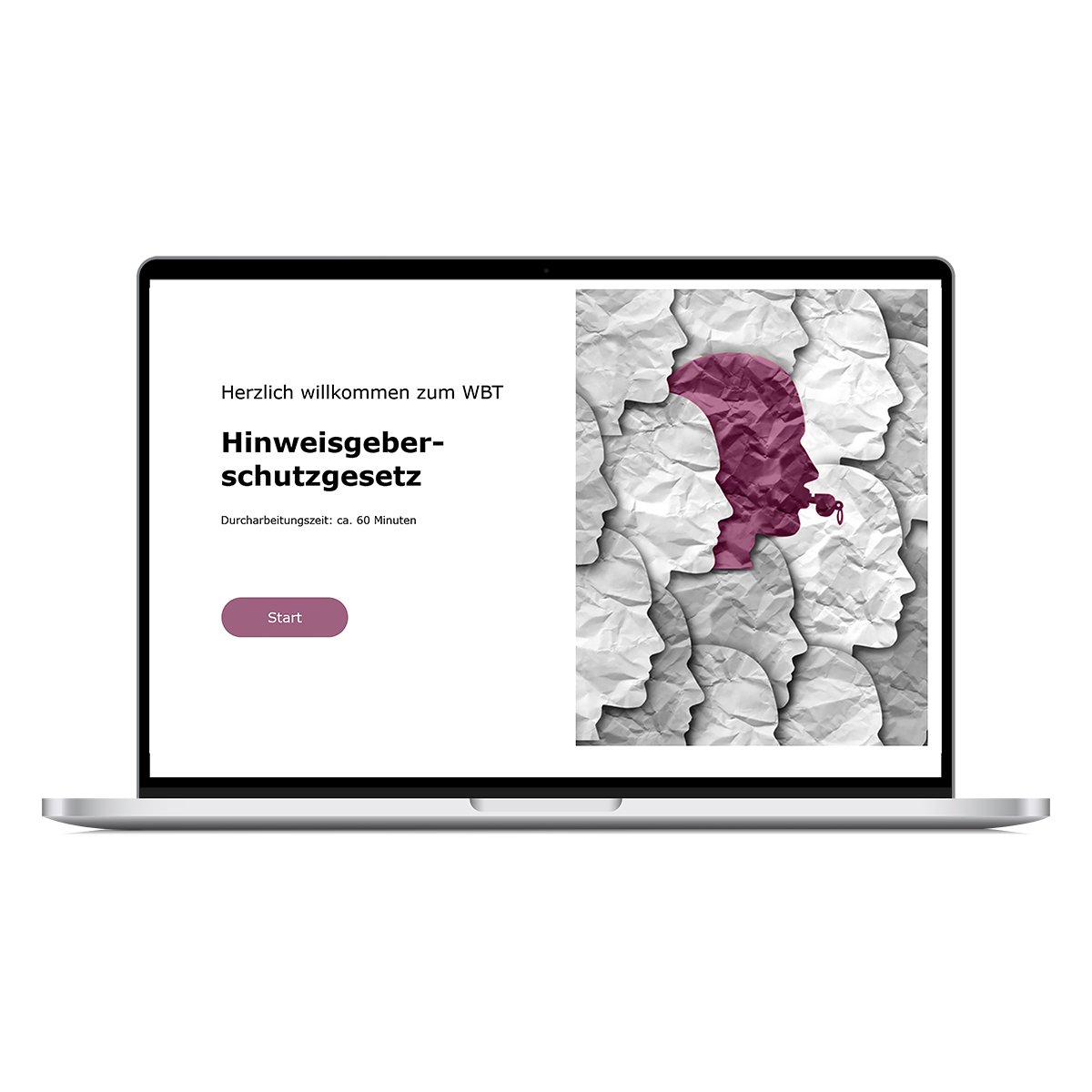 Laptop, Screenshot, Webinar, Schriftzug, Start Button