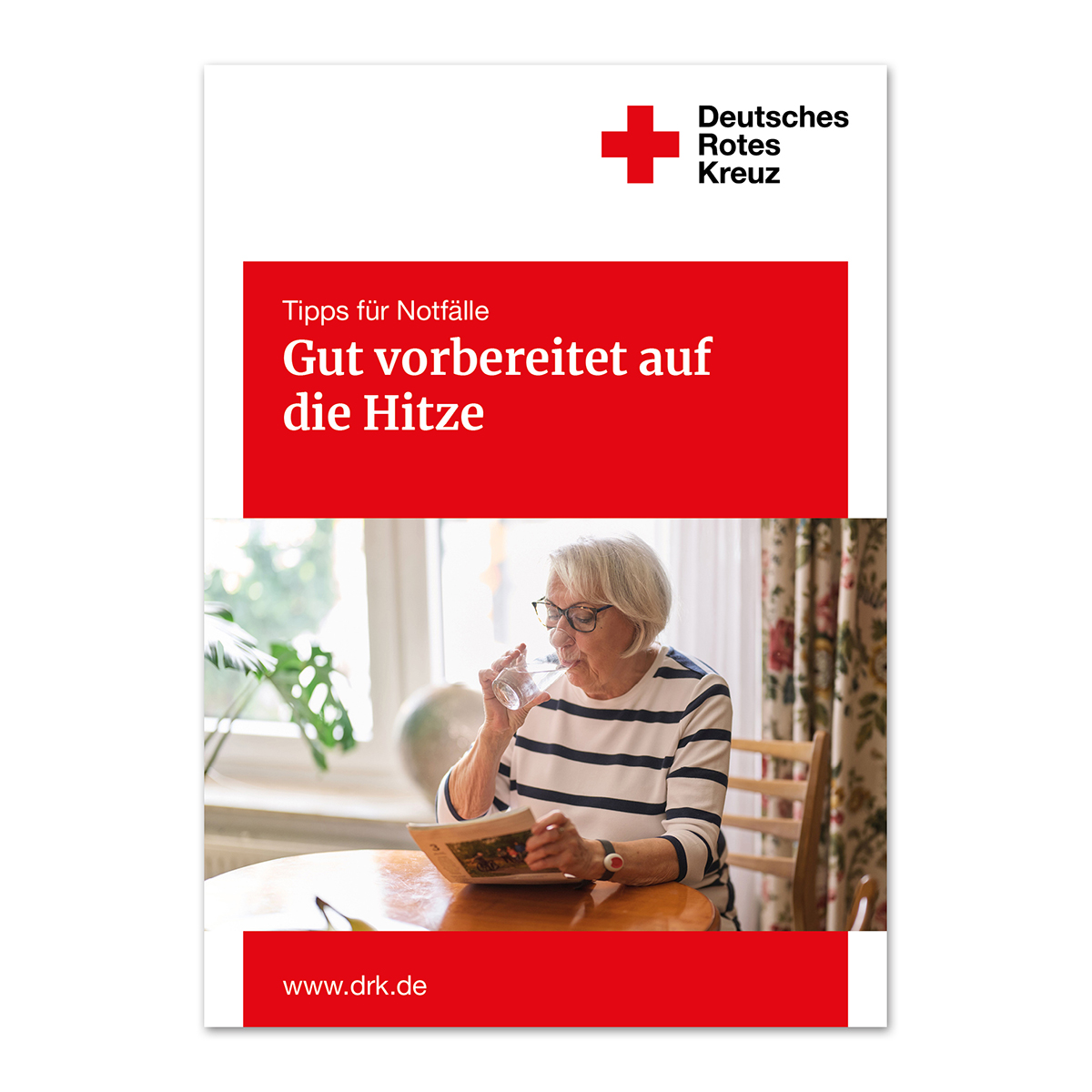 Rotes Kreuz, Notfalltipps, Hitze, Seniorin, Trinkglas