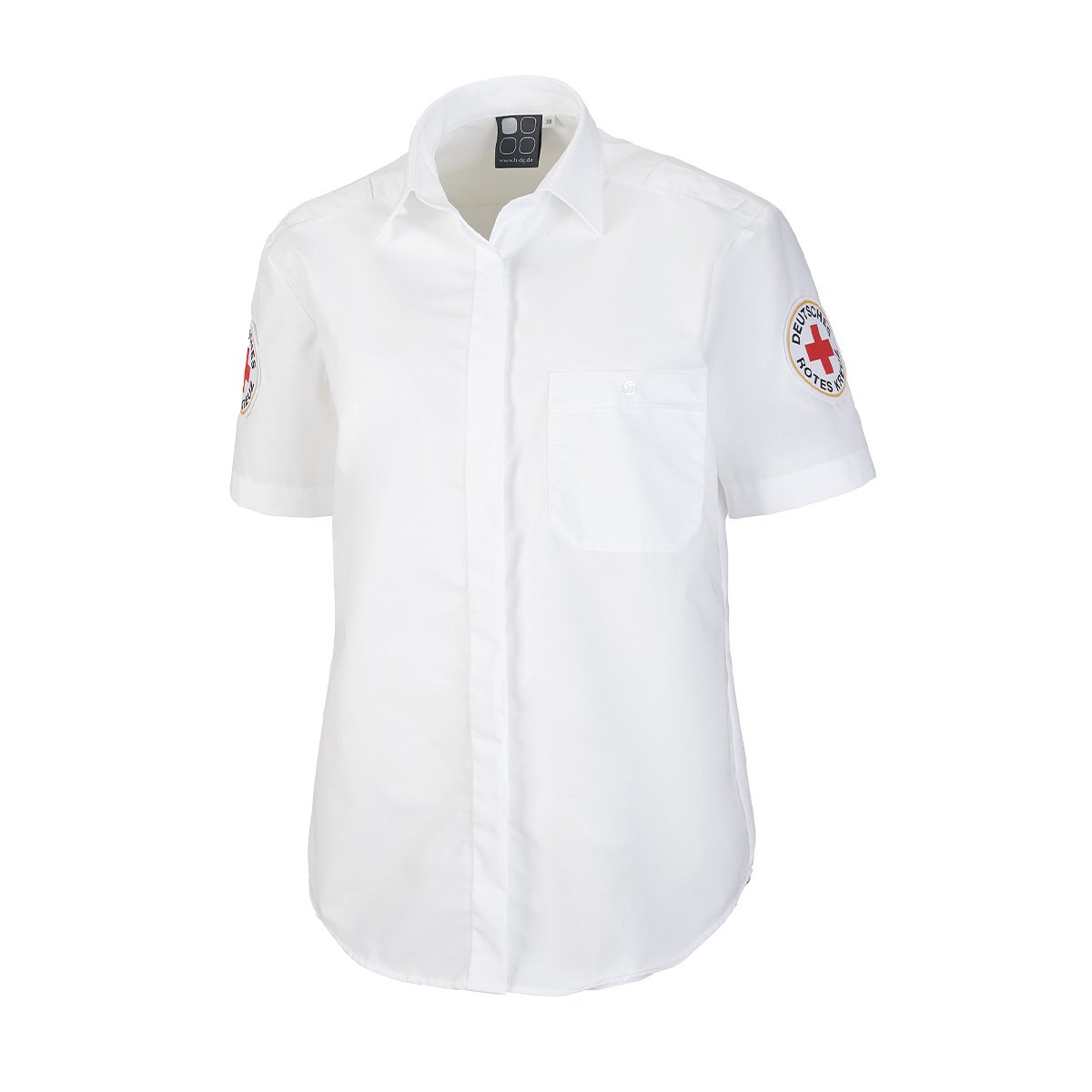 DRK-Pilotbluse mit Schultertunneln, weiß, 1/2 Arm DRK-Pilotbluse mit Schultertunneln, weiß, 1/2 Arm