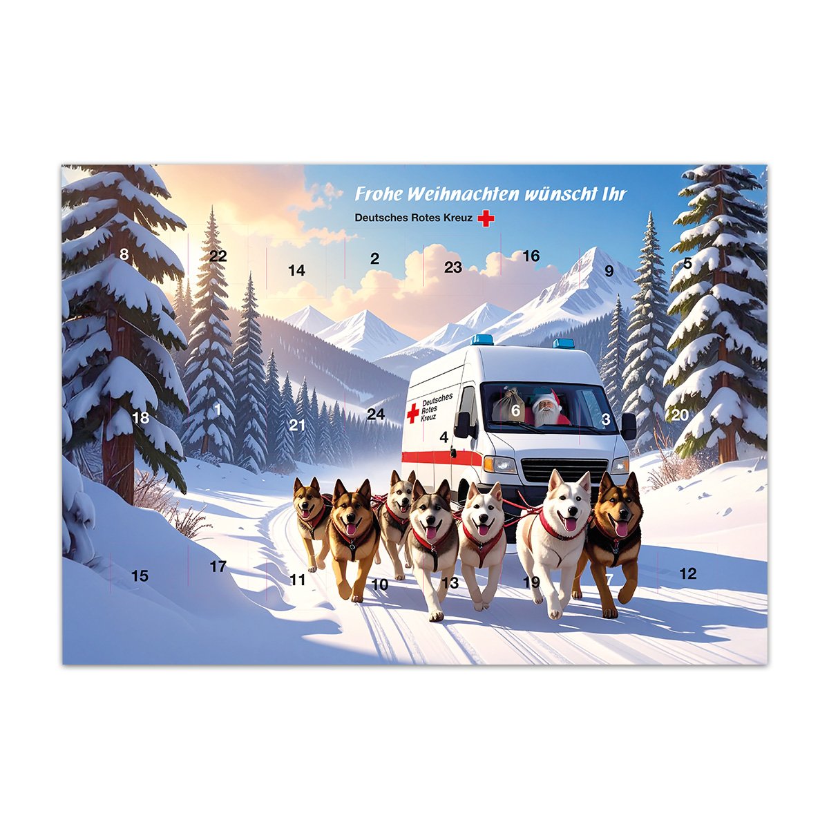 DRK-Adventskalender mit Schokolade, VE = 10 Stück Natur, Draußen, Hund, Schnee