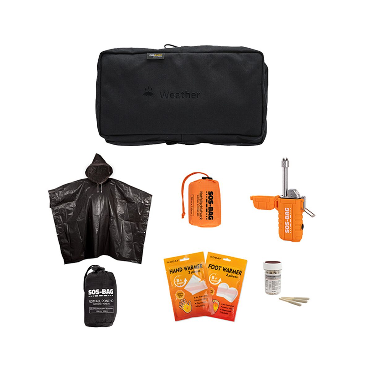 Notfallset, Survival Kit, Notfallduch, Poncho, SOS-Bag