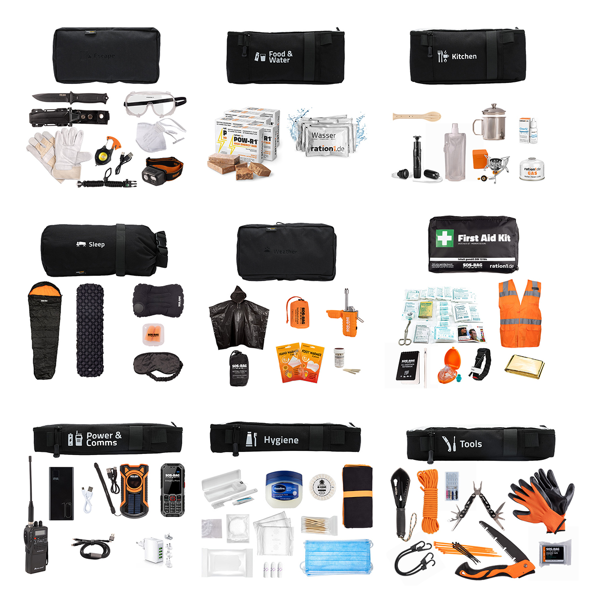 Notfallset, First-Aid-Kit, Werkzeugtasche, Ausruestung, Überlebenskit
