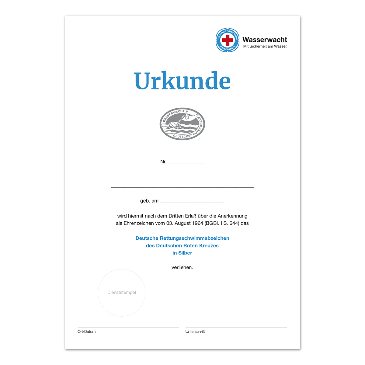 Urkunde DRSA Silber mit VE = 10 Stück