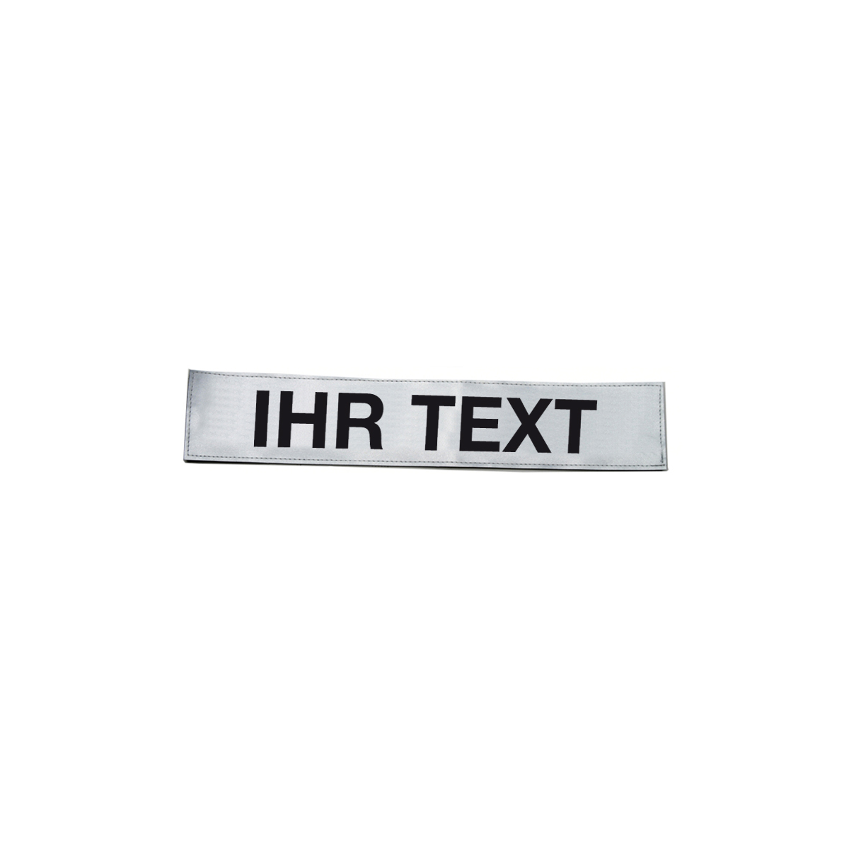Reflektierendes Rückenschild, silber, mit Klett, 420 x 80 mm, individuelle Beschriftung