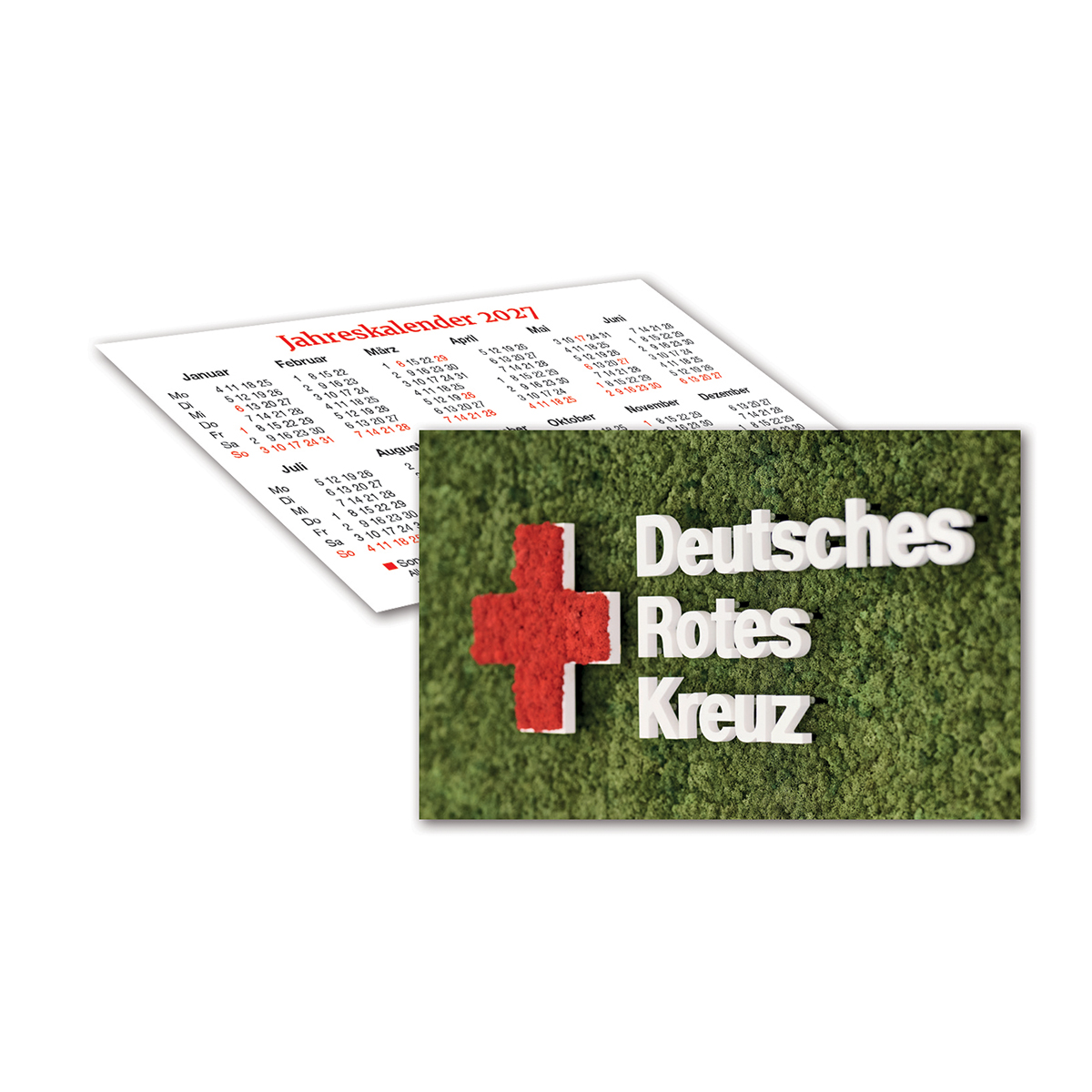 Kalenderkärtchen für das Jahr 2026 mit  VE = 100 Stück, Rotes Kreuz, Kalender, Jahreskalender, Kartenformat, Werbemotiv