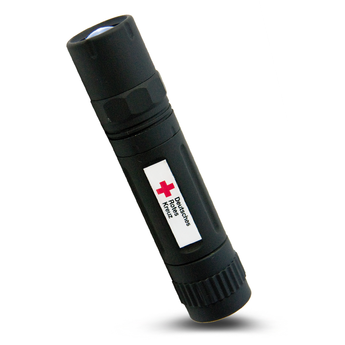 LED Taschenlampe, schwarz, mit DRK-Kompaktlogo, VE = 10 Stück