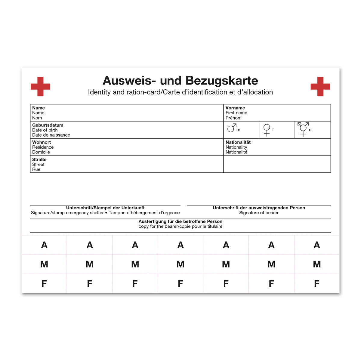 Ausweis- und Bezugskarte mit VE = 100 Stück