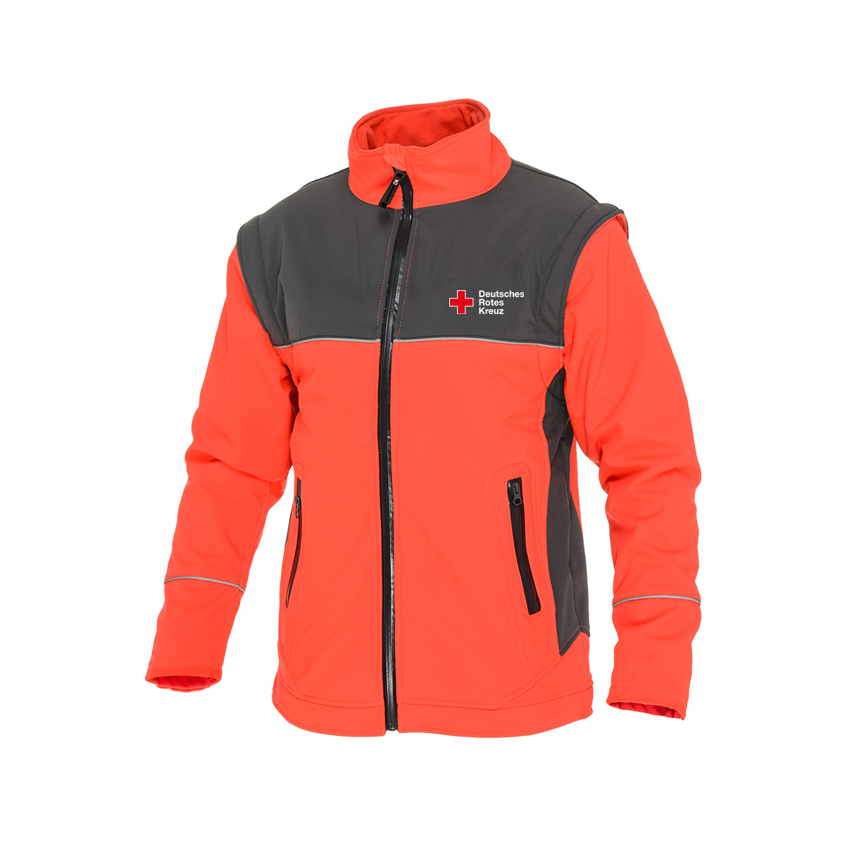 Softshelljacke Classic, leuchtrot, mit Zusatzzeile vorn