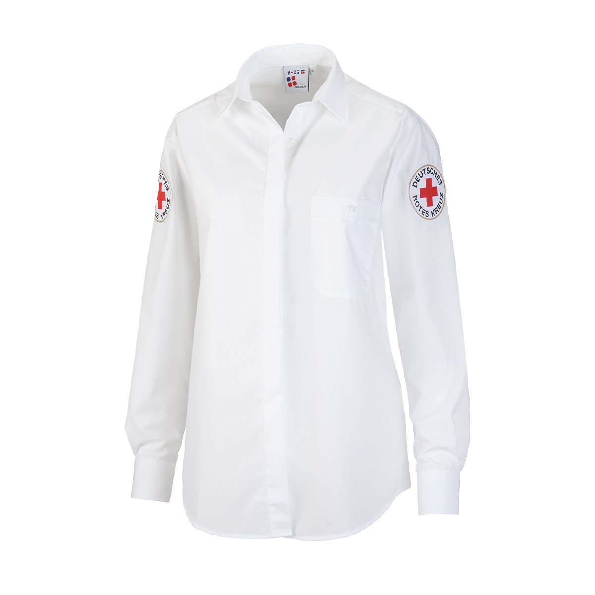 DRK-Pilotbluse mit Schultertunneln, weiß, 1/1 Arm DRK-Pilotbluse mit Schultertunneln, weiß, 1/1 Arm